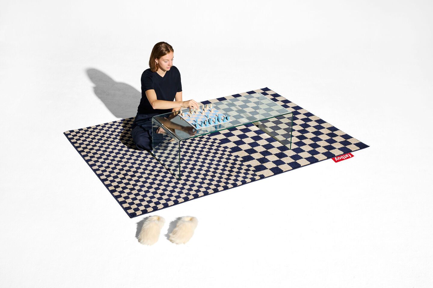 Squre affair blue-beige