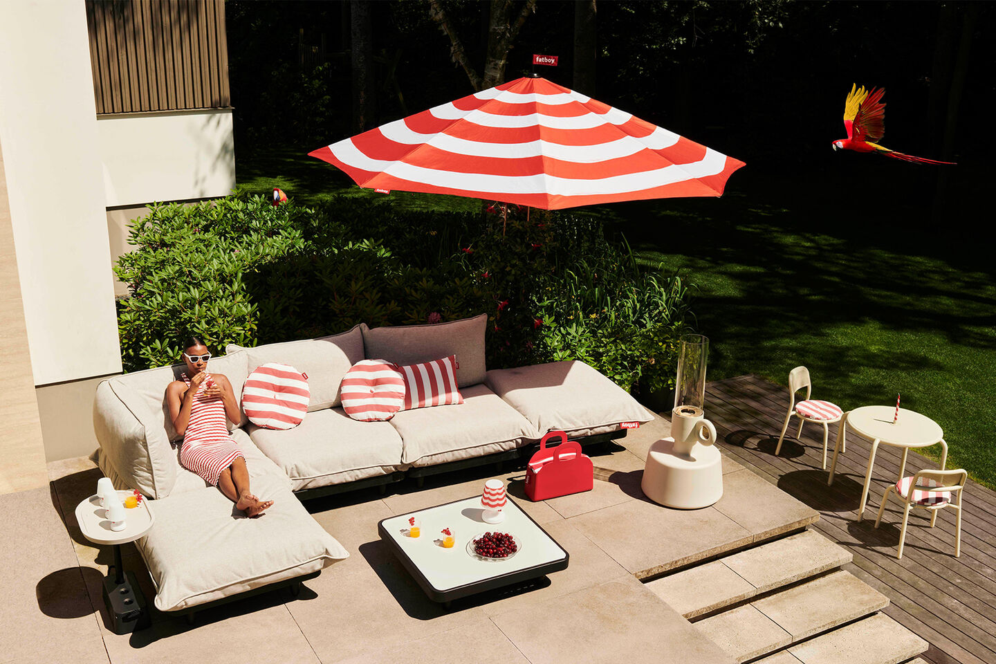 fatboy stripesol red incl base black ambiance