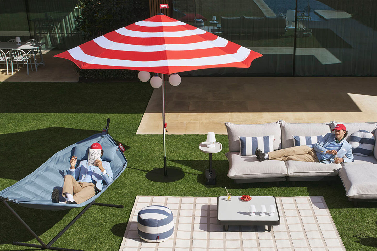 fatboy stripesol red incl base black ambiance